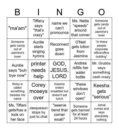 Something Different Bingo Card