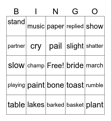 Skills Block Bingo Card