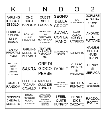 KINGDOM COME DELIVERANCE 2 Bingo Card
