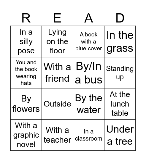 Get Caught Reading Bingo Card