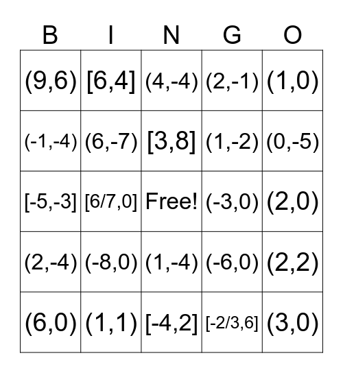 Desmos Bingo Card