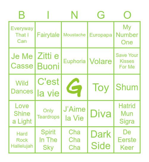 GPNL Songfestival Bingo Card