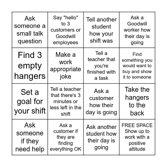 Workplace Bingo Card
