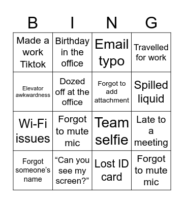 9-5 Bingo Card