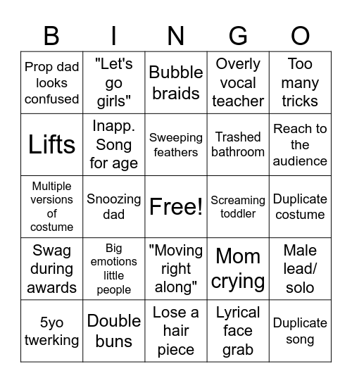 Comp Season 2025 Bingo Card