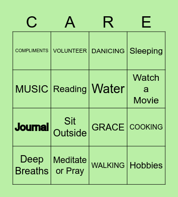 SELF CARE BINGO Card