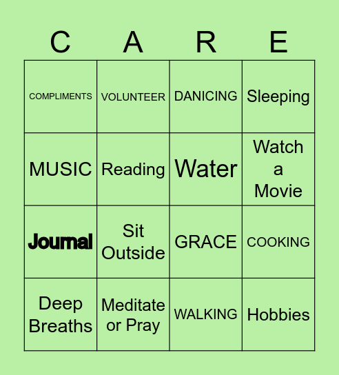 SELF CARE BINGO Card