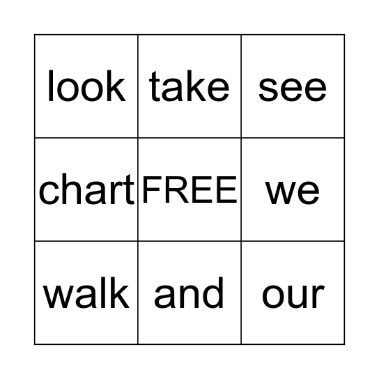 Our Nature Chart Bingo Card