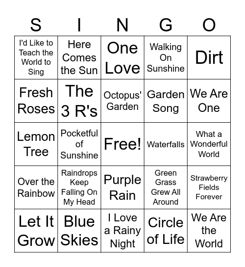 SINGO! Earth Day Edition Bingo Card
