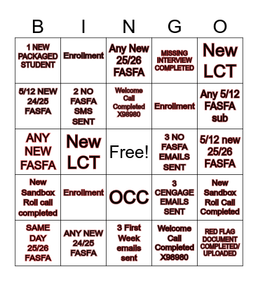 G'S UNIT PRE-START WK STITCH BINGO Card