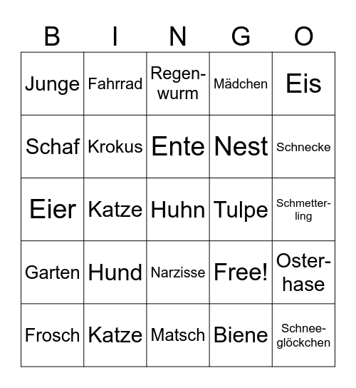 Frühlingsbingo Card