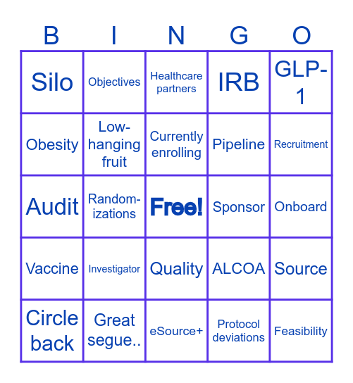 Javookie Bi-Monthly Company Huddle Bingo Card