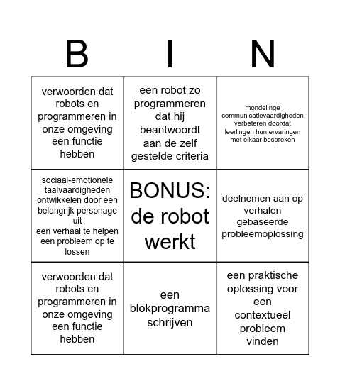 Leerdoelen LO- Spike Essential Bingo Card