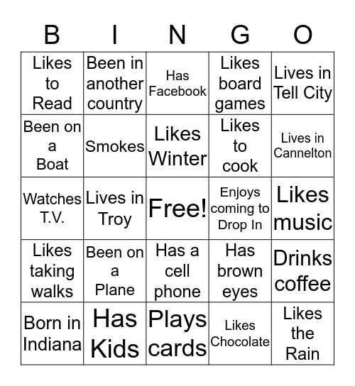 Who Do You Know?  Bingo Card
