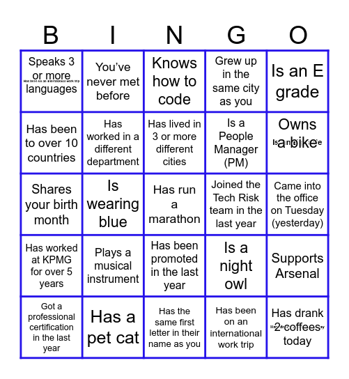 Find someone who.... Bingo Card