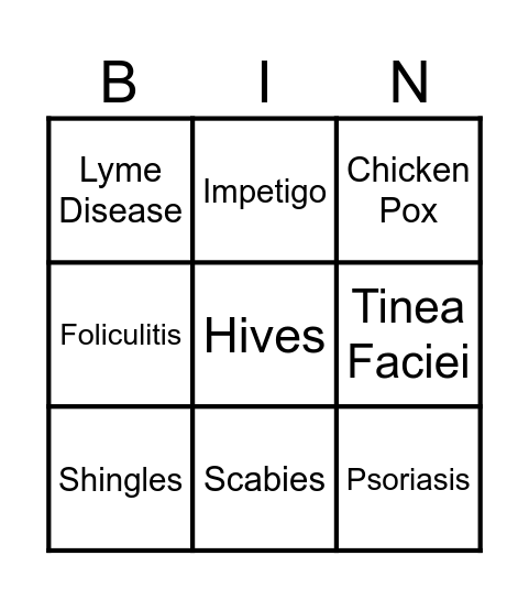 Blister Bingo! Bingo Card