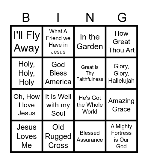 Hymn Sing Bingo Card