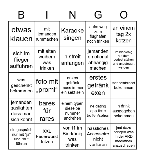 Mädels Malle Bingo Card