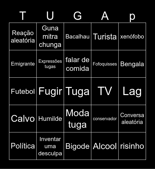 TUGA Bingo Card