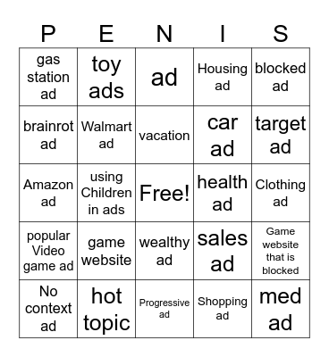 ads Bingo Card