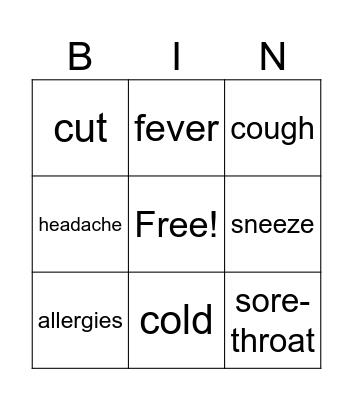 Vocabulary Bingo Card