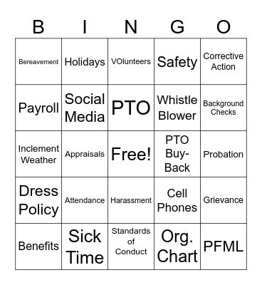 HR Bingo Card