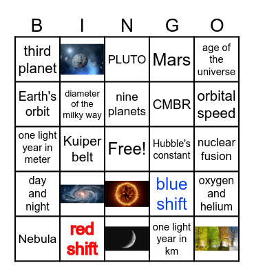 Space Physics Bingo Card