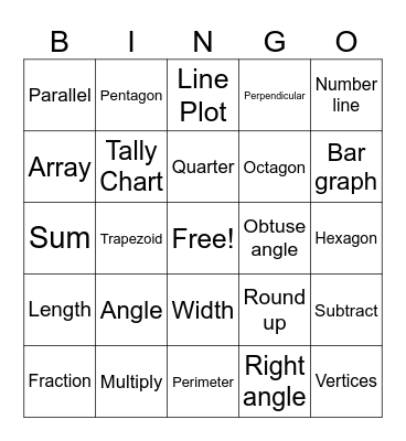 MCA Math 3rd Grade Bingo Card