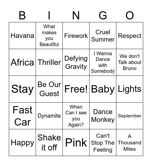 Disco Bingo! Bingo Card