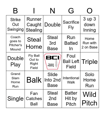 Baseball BINGO Card