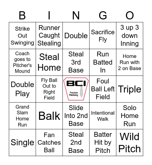 Baseball BINGO Card