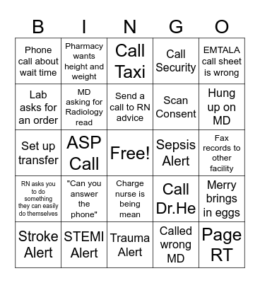 US ED Bingo Card