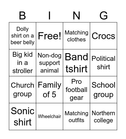 Dollywood Bingo Card