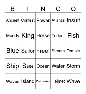 Poseidon Bingo Card