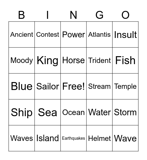 Poseidon Bingo Card