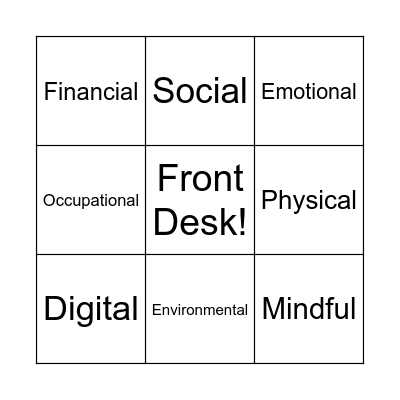 Wellness 101 Bingo Card