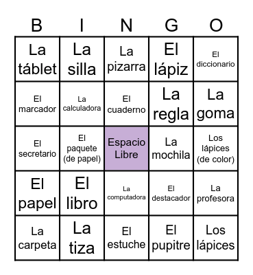 Entre Culturas 1: U2 En La Clase Bingo Card