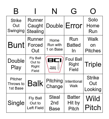 Baseball BINGO Card
