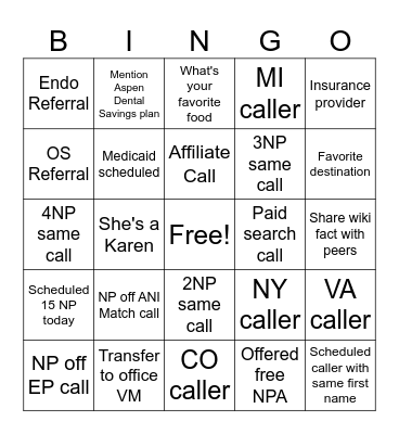 Bingo Card
