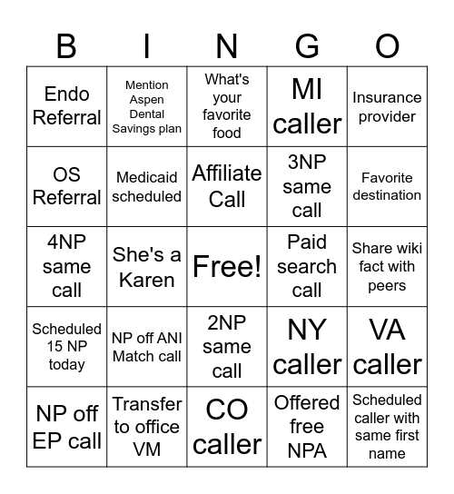 Bingo Card