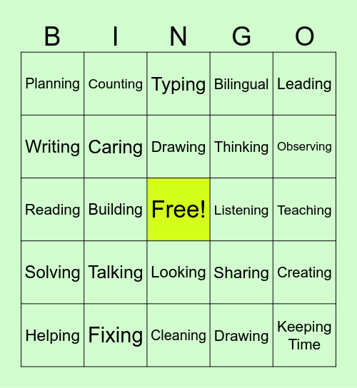 C A R E E R  S K I L L S Bingo Card