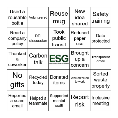ESG BINGO Card