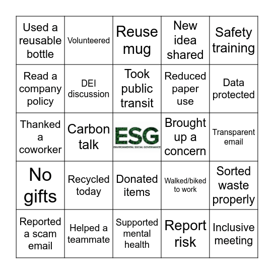 ESG BINGO Card
