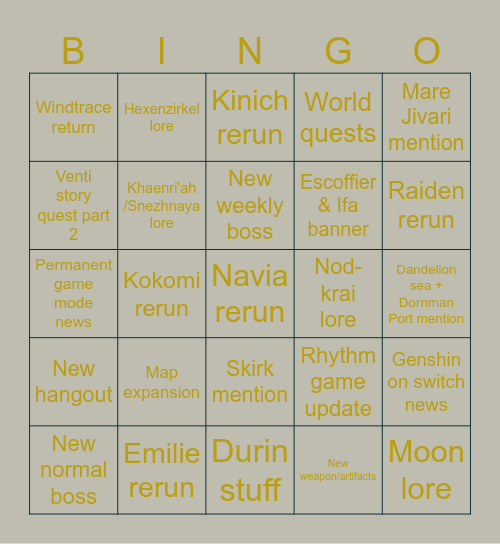 Genshin 5.6 Predictions Bingo Card
