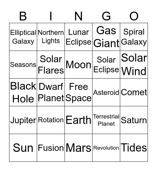 Space Bingo Card