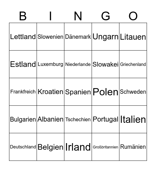 Europa-Bingo Card
