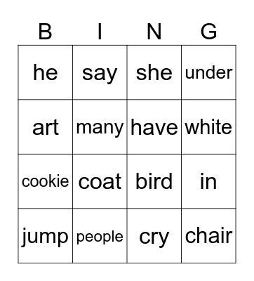 BR YR 1 WK 14 Vocabulary Bingo Card
