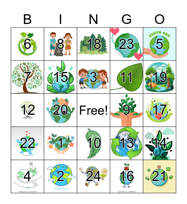 Earth Day Bingo Card