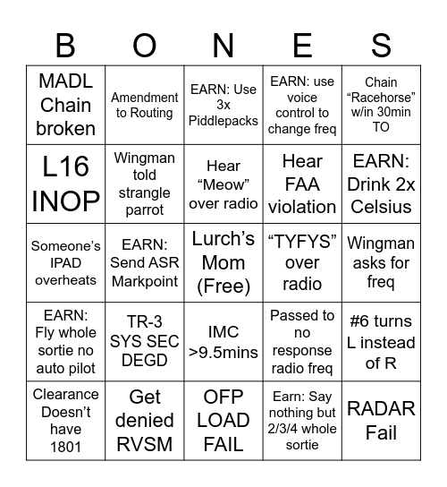 TDY Bingo Card