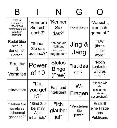 Slotos Bingo Card